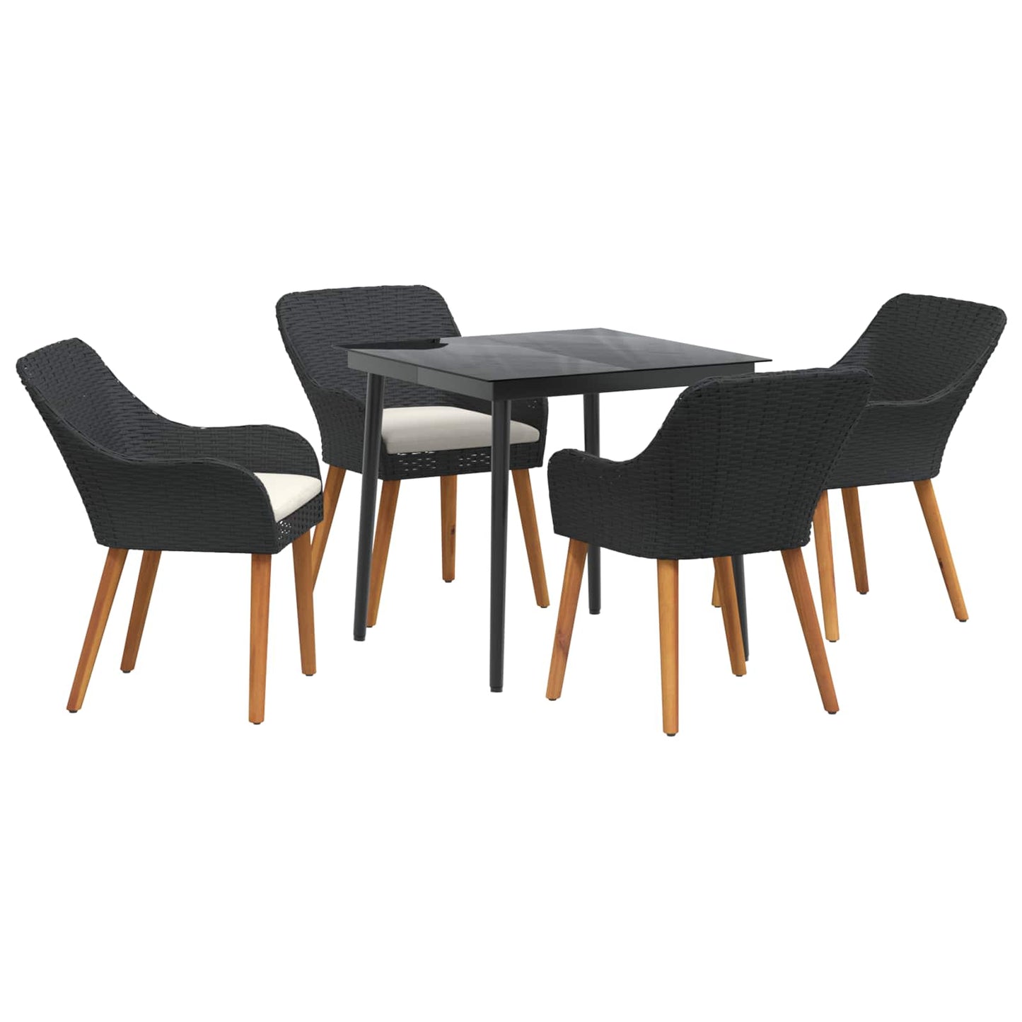 Garten Essgruppe 5 stk. Schwarz Poly-Rattan