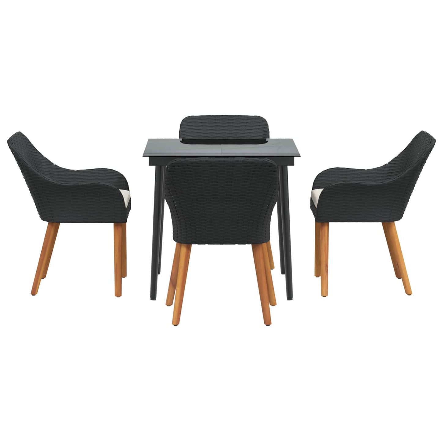 Garten Essgruppe 5 stk. Schwarz Poly-Rattan
