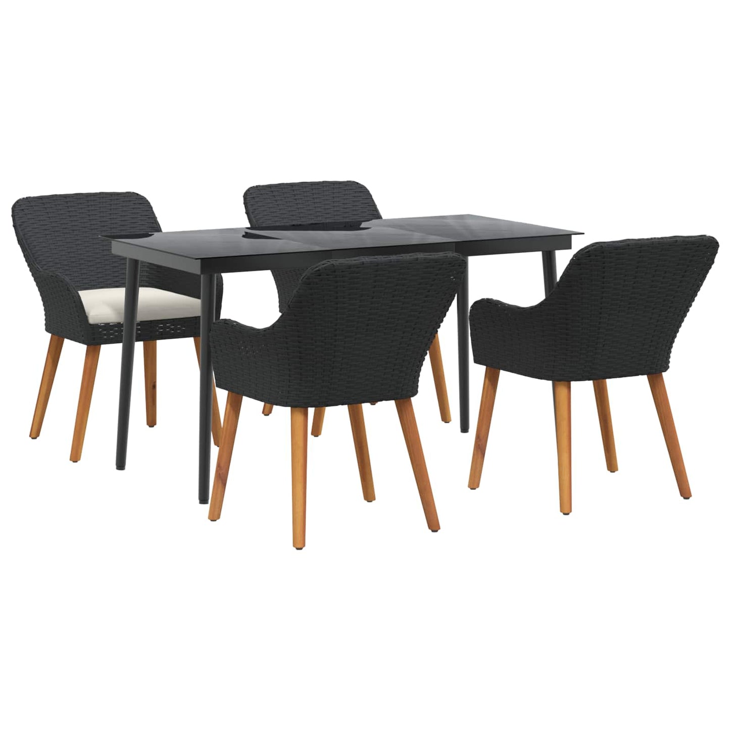 Garten Essgruppe mit Kissen 5 pcs Schwarz Poly-Rattan