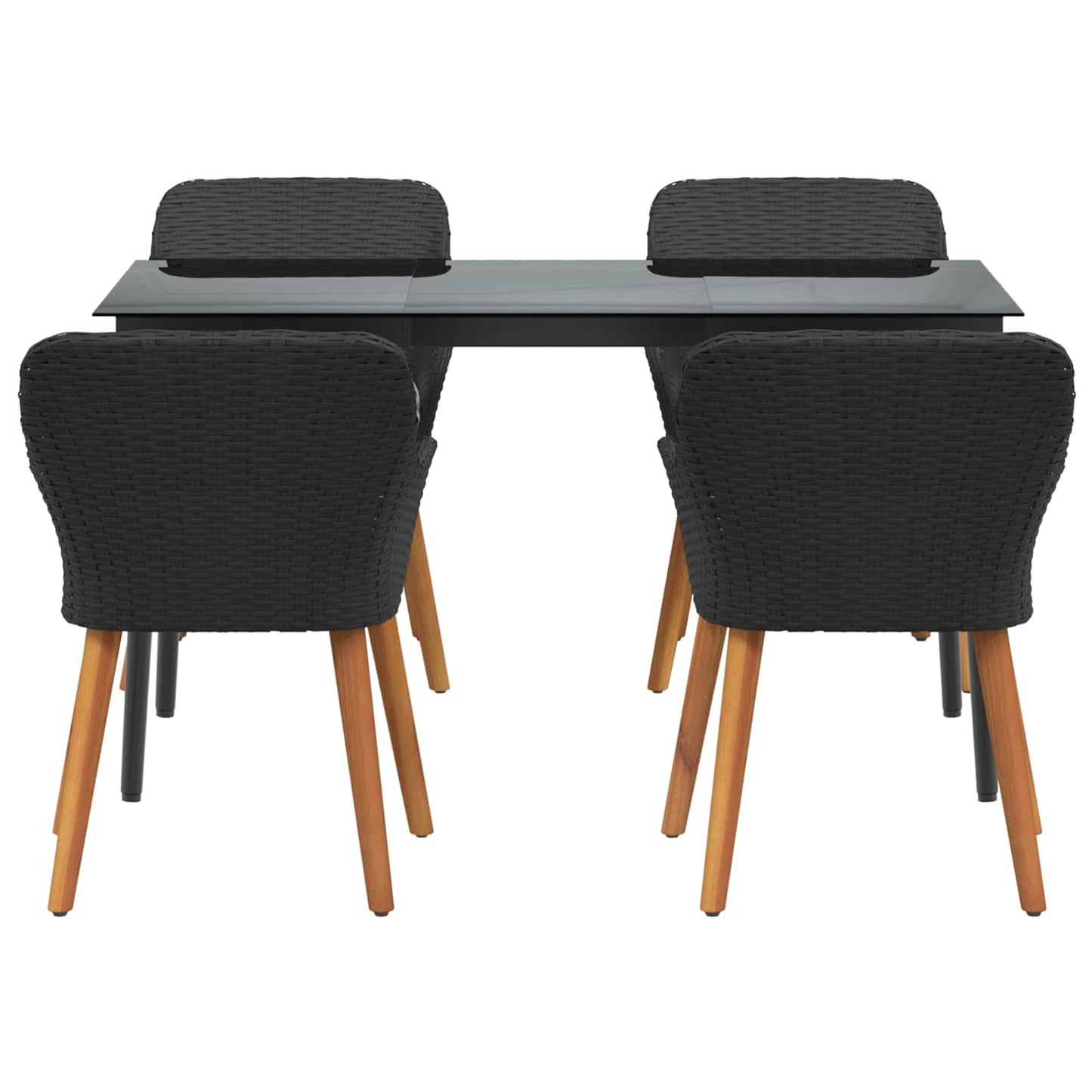Garten Essgruppe mit Kissen 5 pcs Schwarz Poly-Rattan