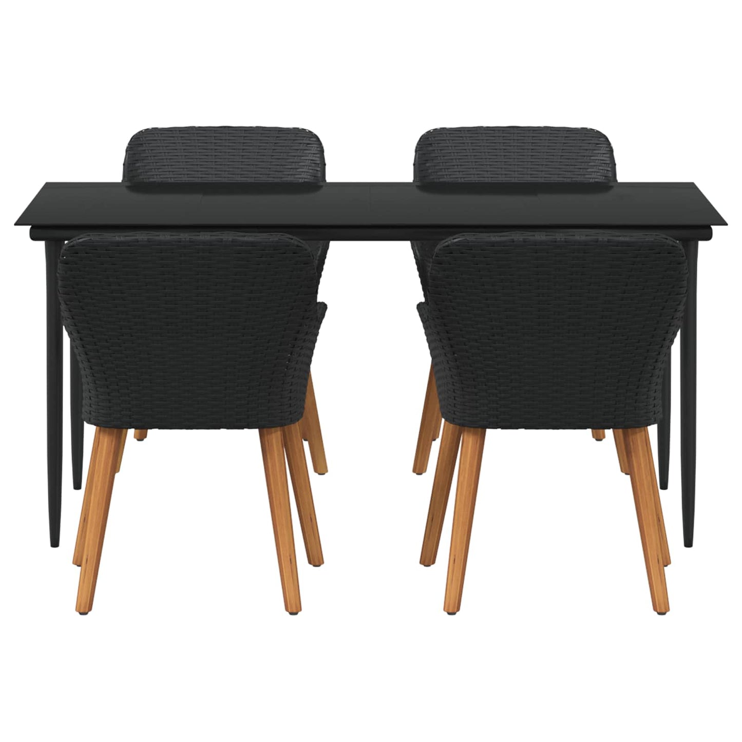 Garten Essgruppe mit Kissen 5 pcs Schwarz Poly-Rattan