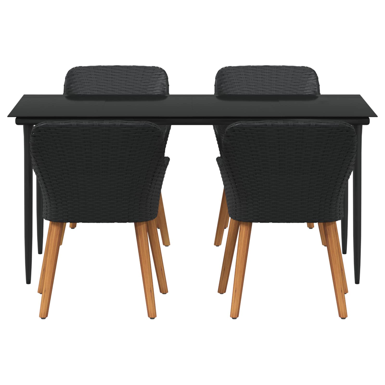 Garten Essgruppe mit Kissen 5 pcs Schwarz Poly-Rattan