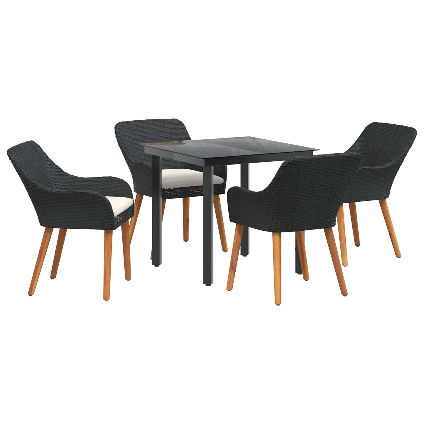 Garten Essgruppe 5 stk. Schwarz Poly-Rattan