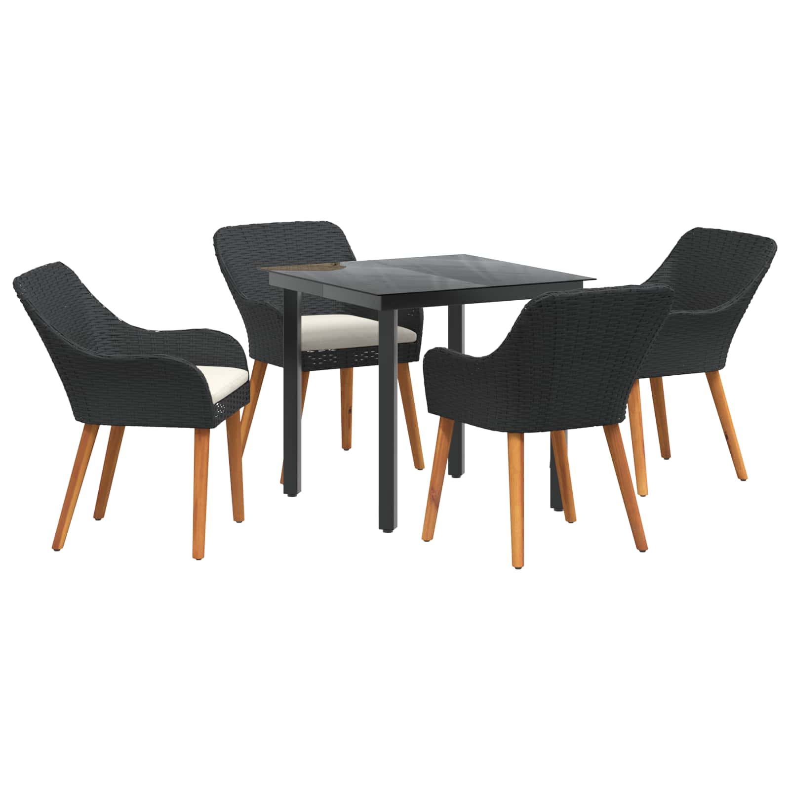 Garten Essgruppe 5 stk. Schwarz Poly-Rattan