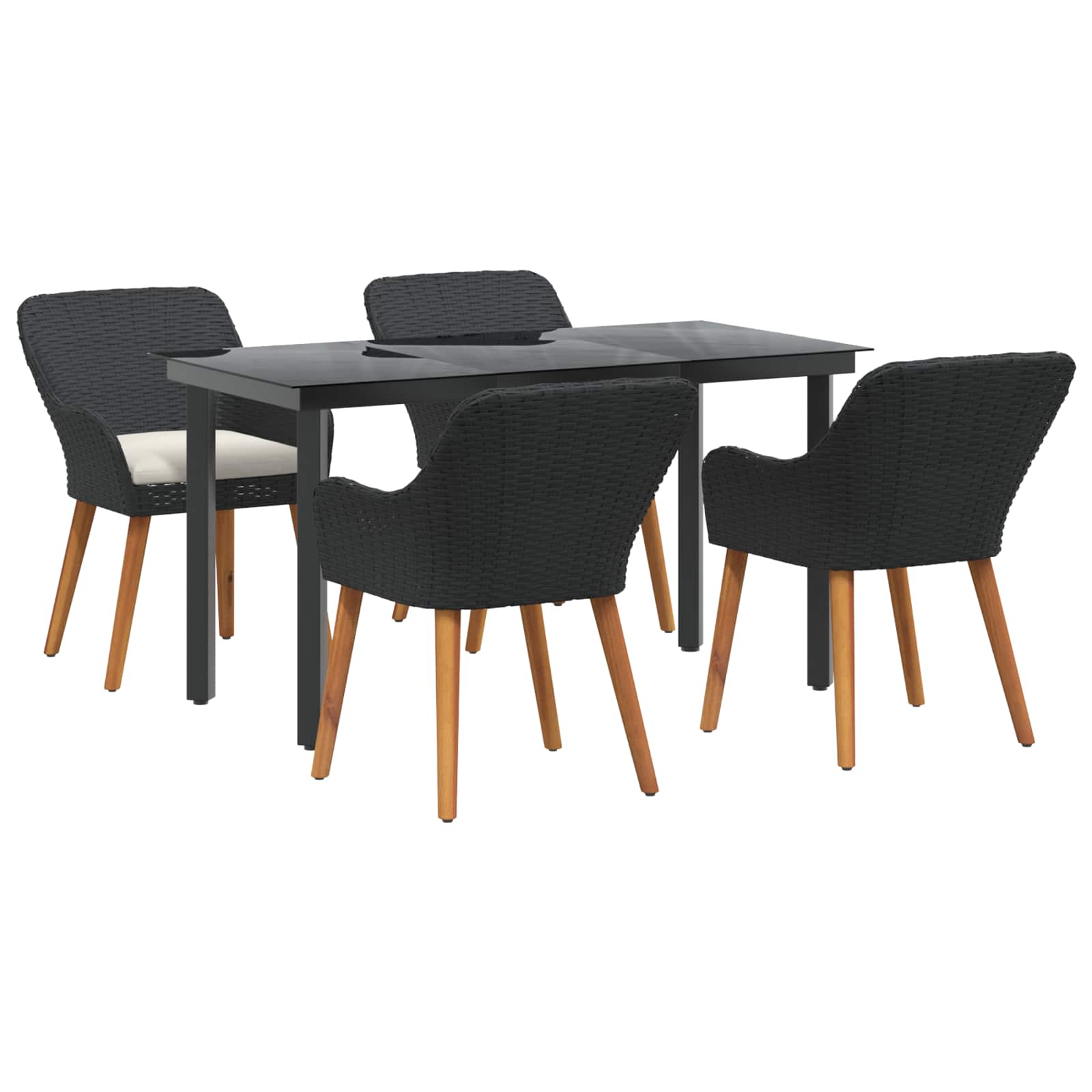 Garten Essgruppe 5 stk. Schwarz Poly-Rattan