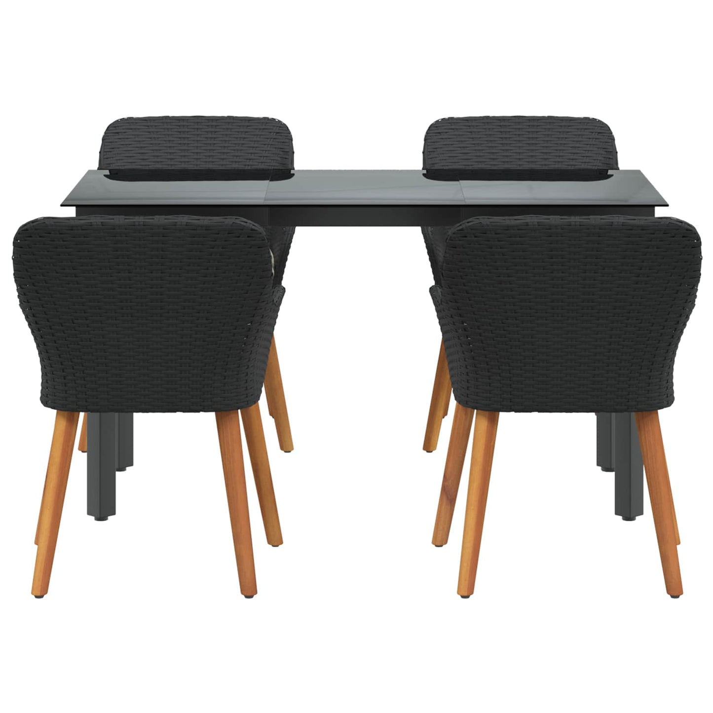 Garten Essgruppe 5 stk. Schwarz Poly-Rattan