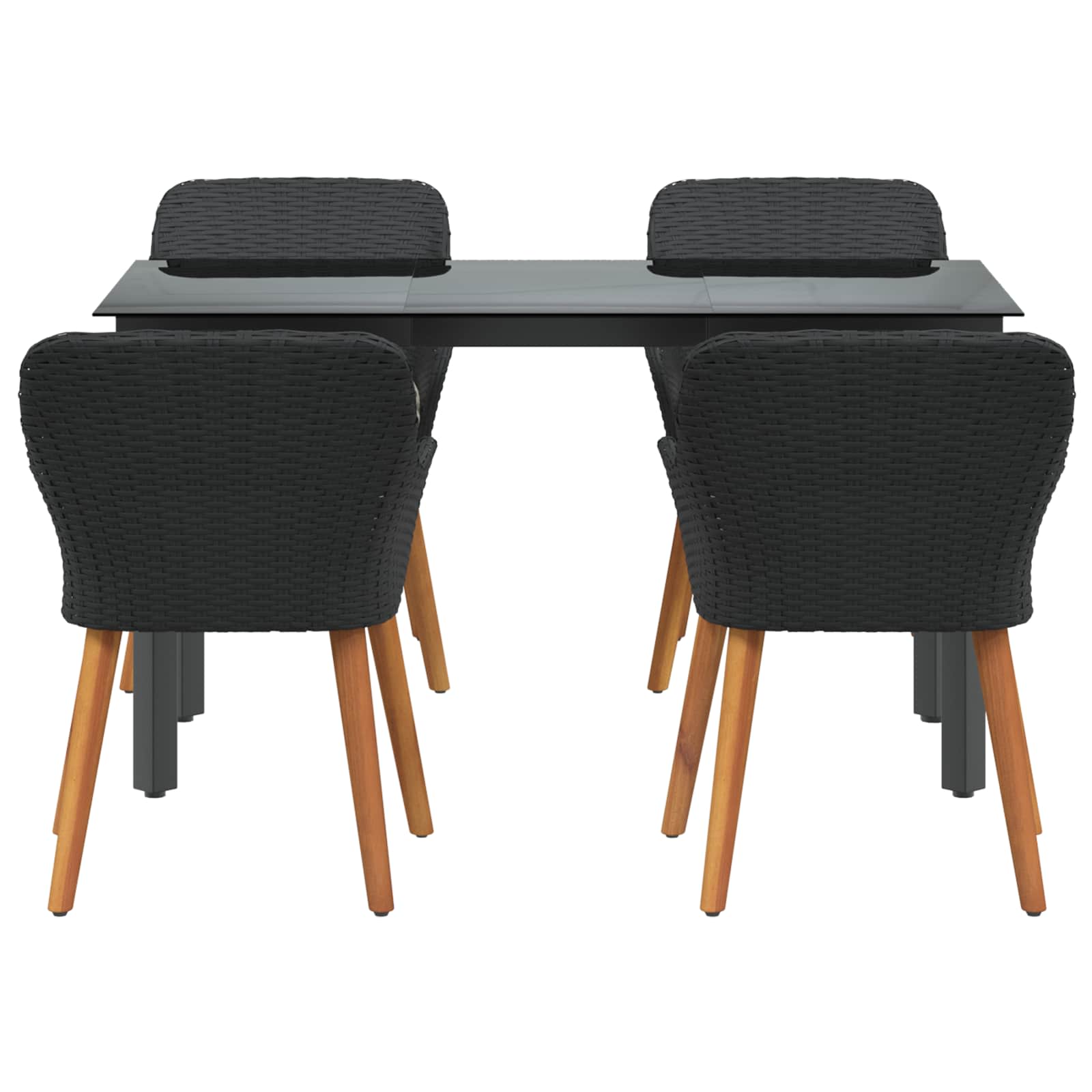 Garten Essgruppe 5 stk. Schwarz Poly-Rattan