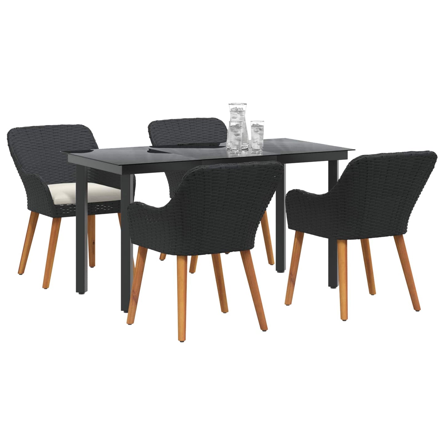 Garten Essgruppe 5 stk. Schwarz Poly-Rattan