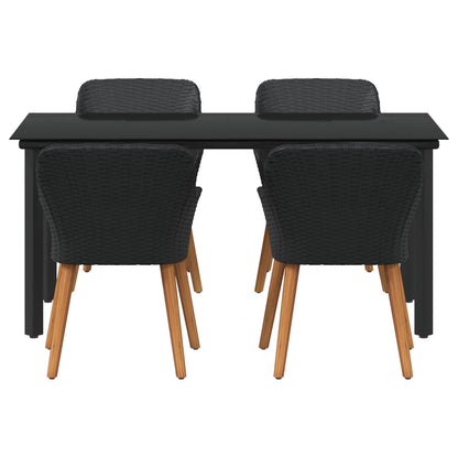 Garten Essgruppe 5 stk. Schwarz Poly-Rattan