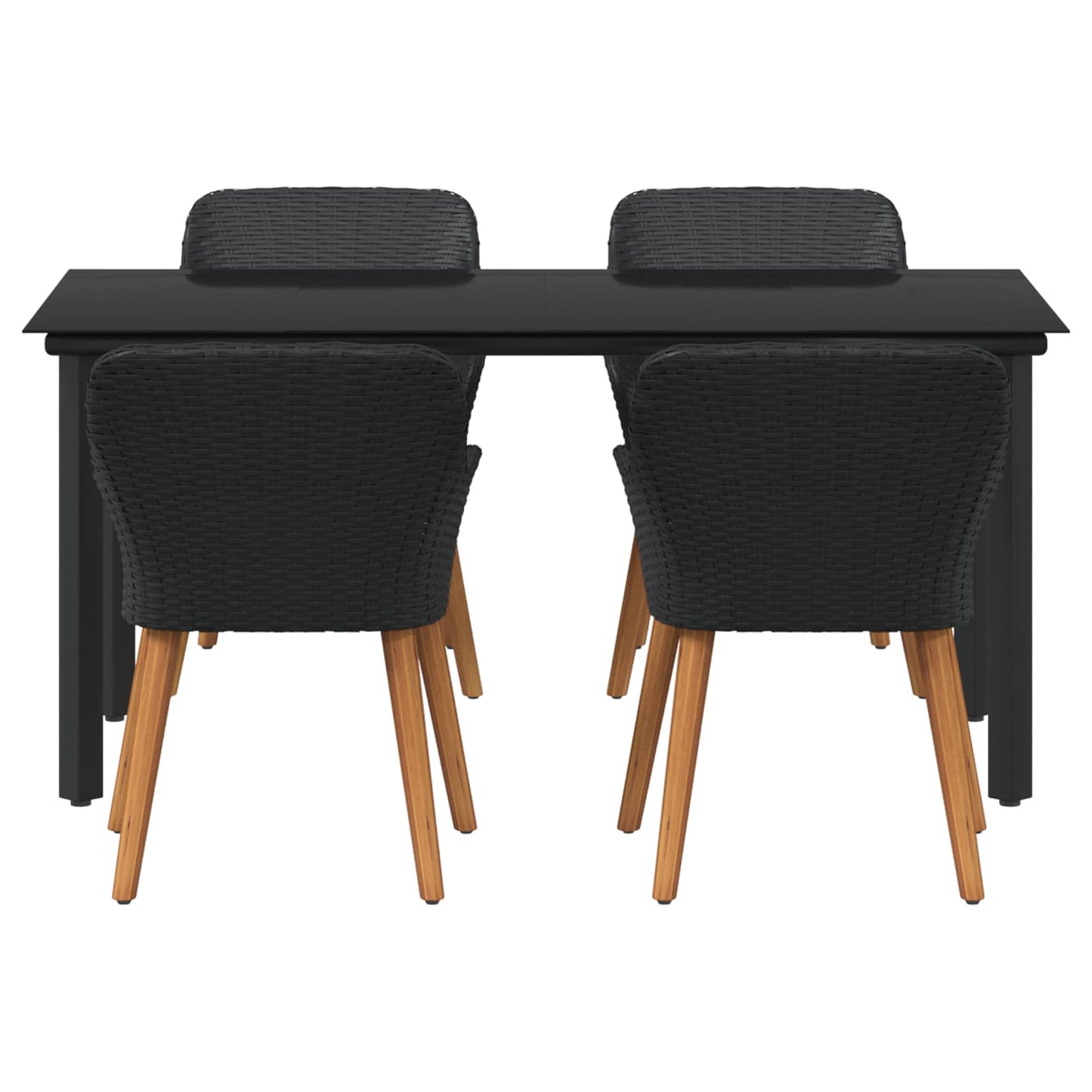 Garten Essgruppe mit Kissen 5 pcs Schwarz Poly-Rattan