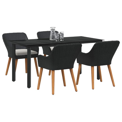 Garten Essgruppe 5 stk. Schwarz Poly-Rattan