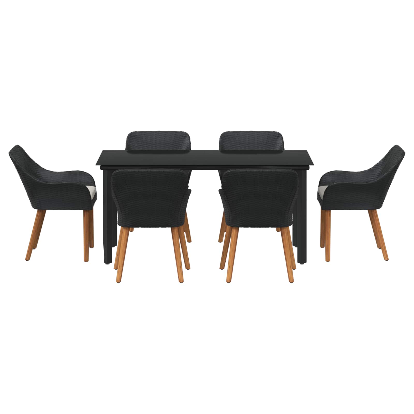 Garten Essgruppe 7 stk. Schwarz Poly-Rattan
