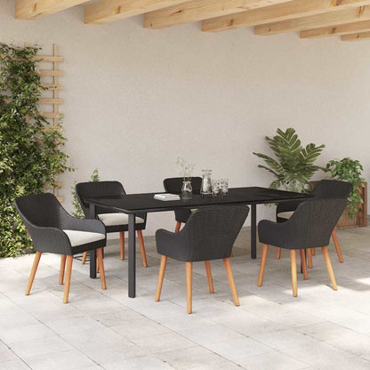 Garten Essgruppe 7 stk. Schwarz Poly-Rattan