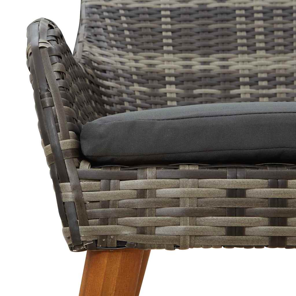 Garten Essgruppe 3 stk. Grau Poly-Rattan