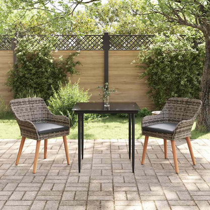 Garten Essgruppe 3 stk. Grau Poly-Rattan