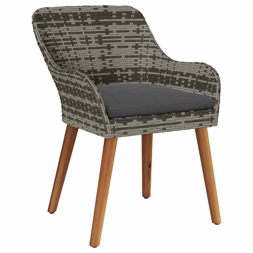 Garten Essgruppe 3 stk. Grau Poly-Rattan