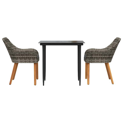 Garten Essgruppe 3 stk. Grau Poly-Rattan