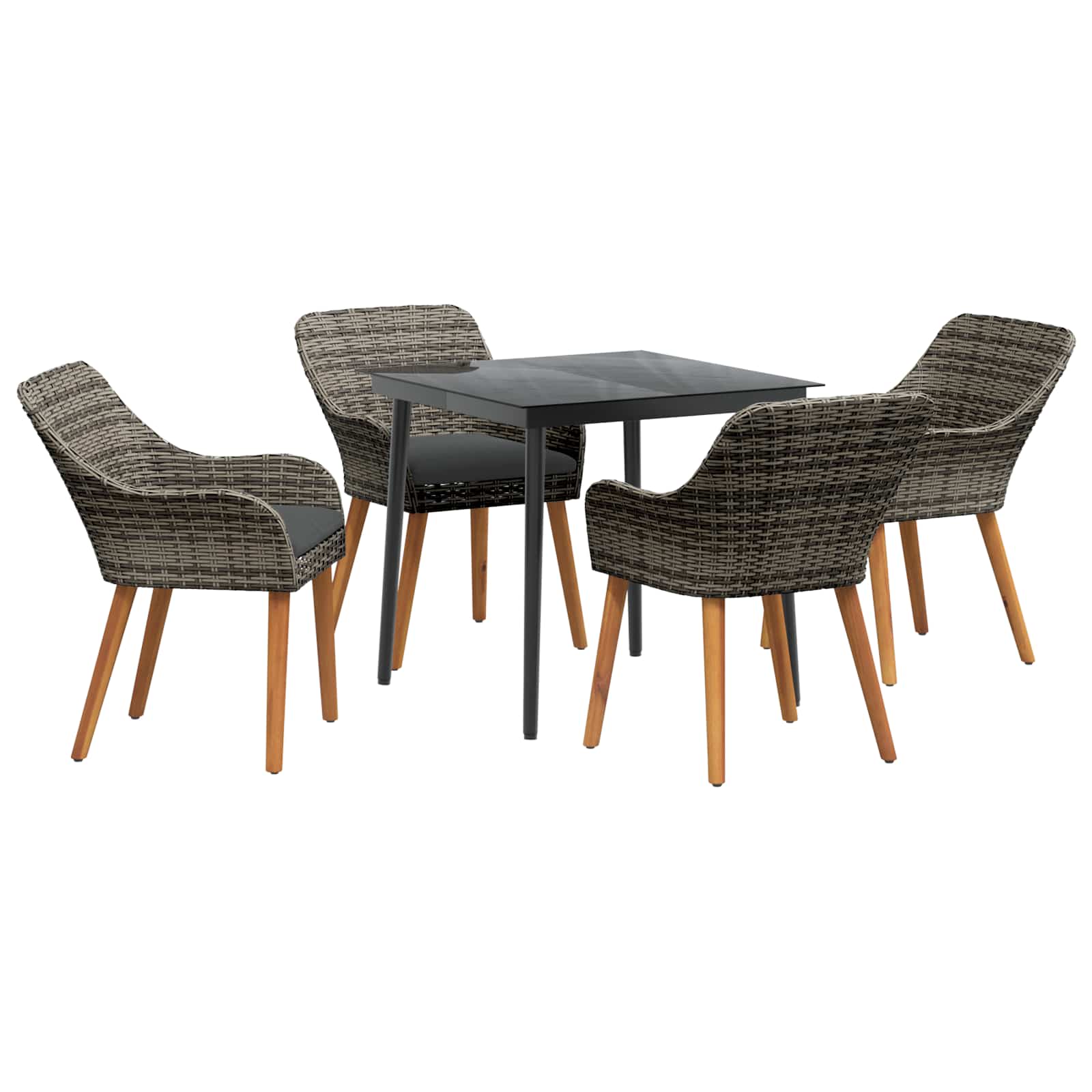 Garten Essgruppe 5 stk. Grau Poly-Rattan
