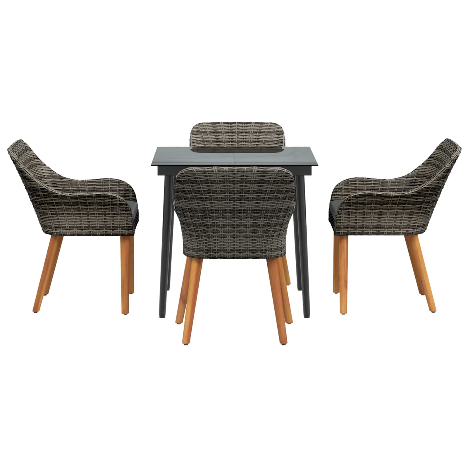 Garten Essgruppe 5 stk. Grau Poly-Rattan