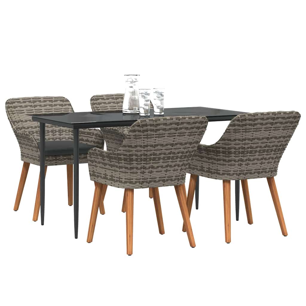 Garten Essgruppe mit Kissen 5 pcs Grau Poly-Rattan