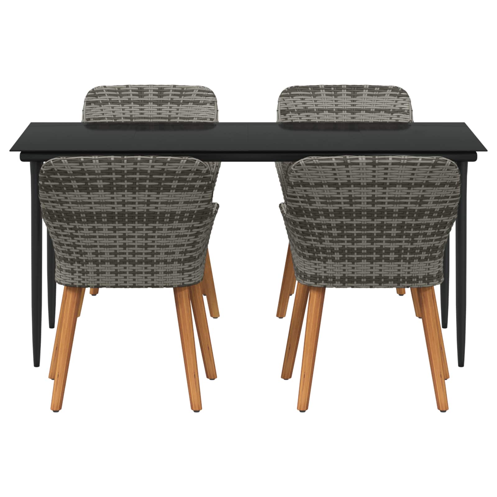 Garten Essgruppe mit Kissen 5 pcs Grau Poly-Rattan