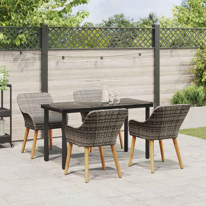 Garten Essgruppe 5 stk. Grau Poly-Rattan