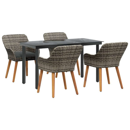 Garten Essgruppe 5 stk. Grau Poly-Rattan