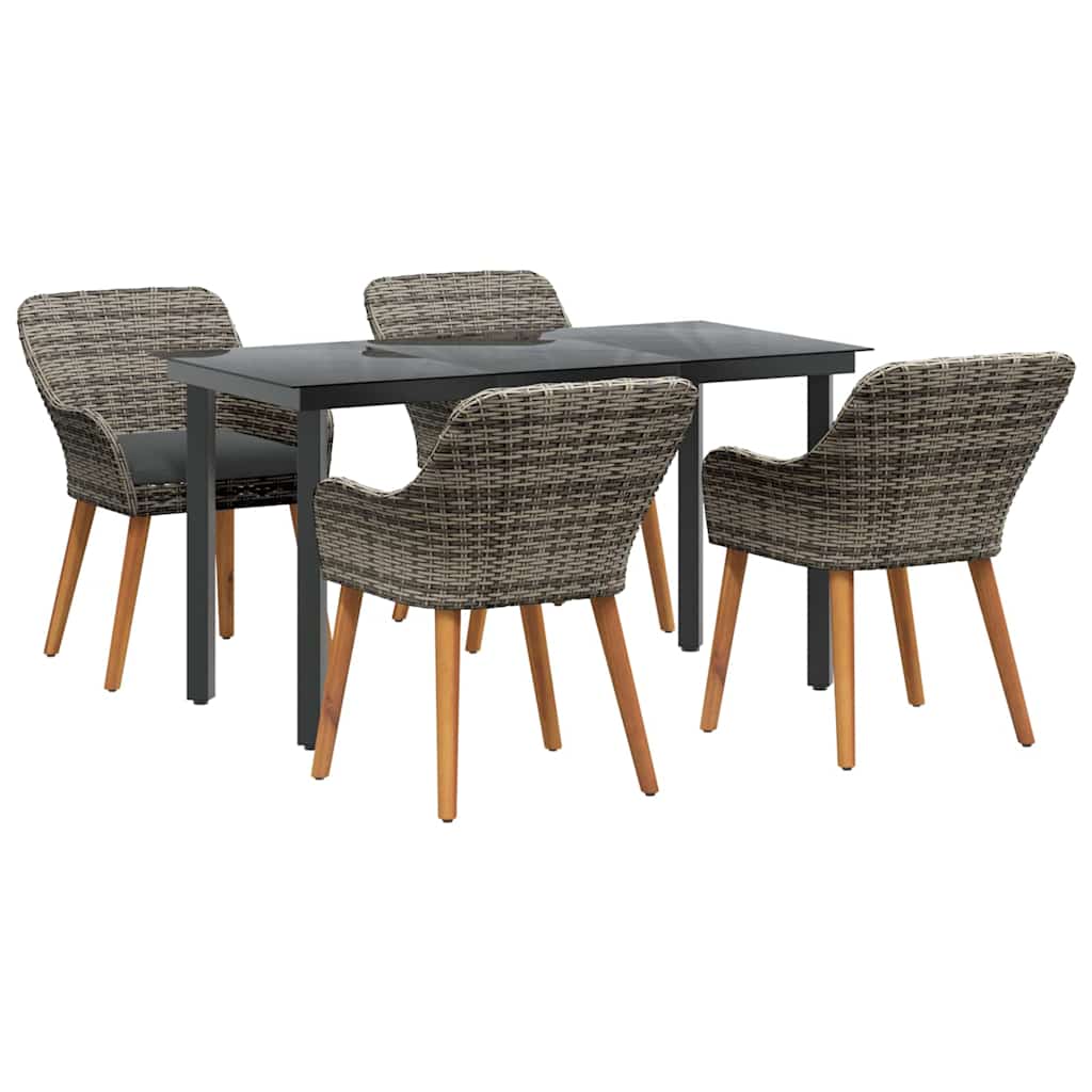 Garten Essgruppe mit Kissen 5 pcs Grau Poly-Rattan