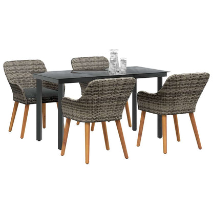 Garten Essgruppe 5 stk. Grau Poly-Rattan