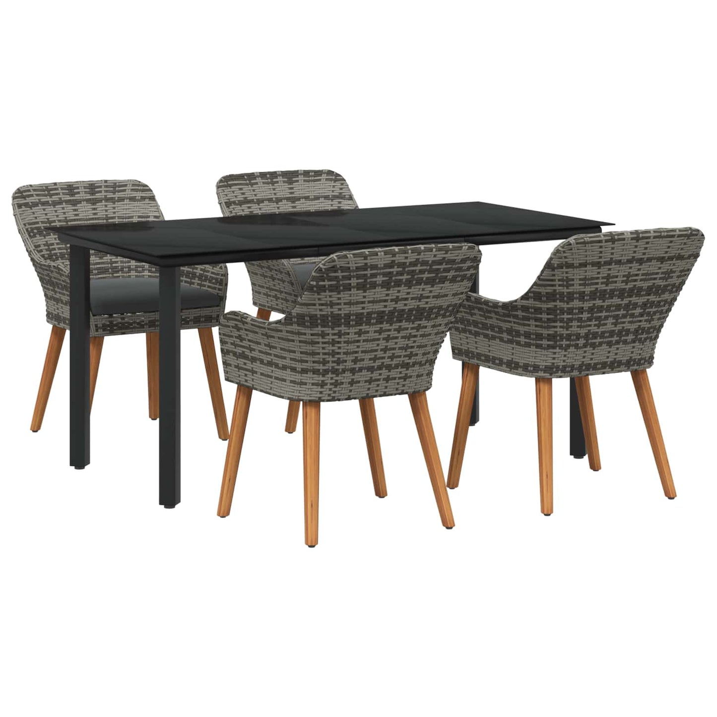 Garten Essgruppe 5 stk. Grau Poly-Rattan