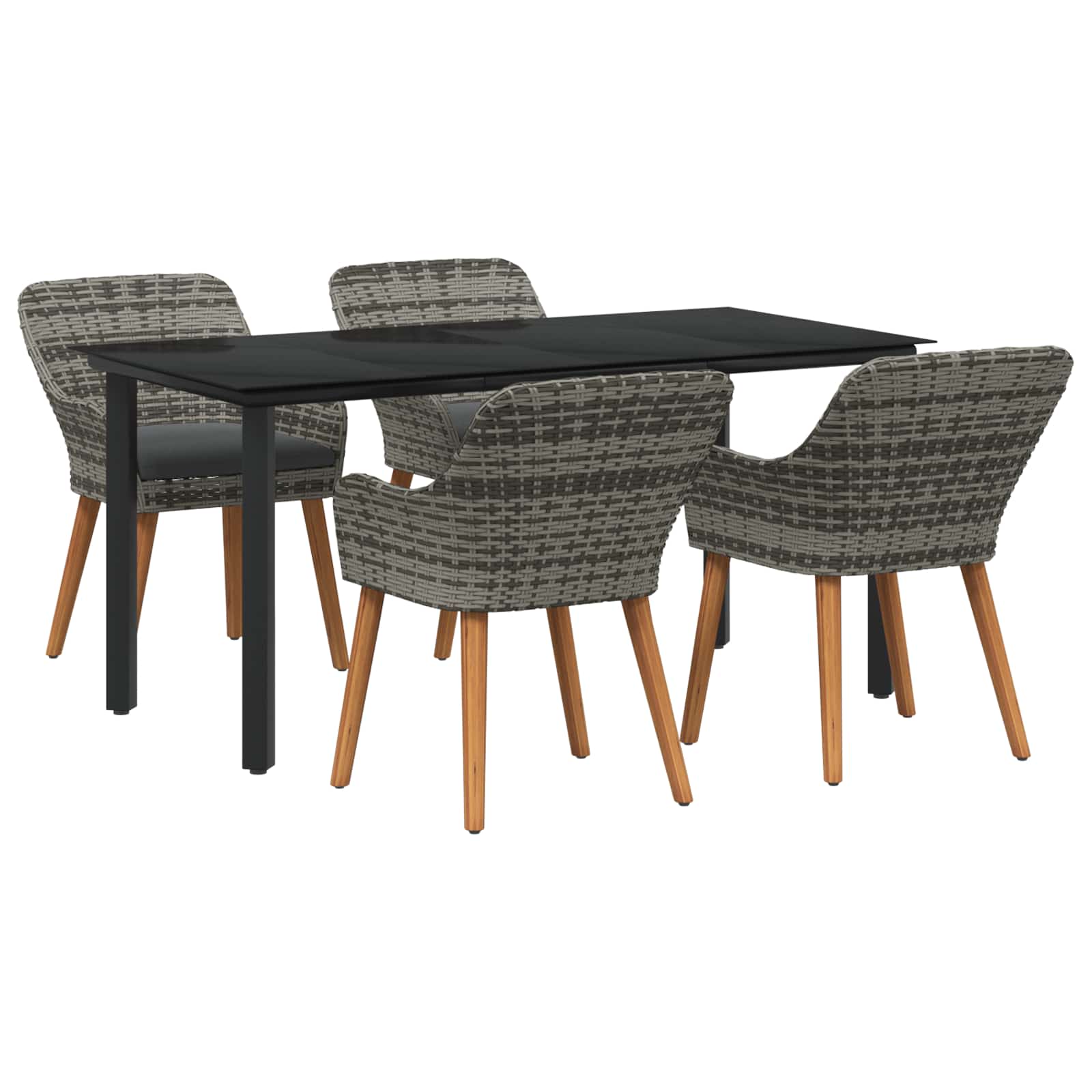 Garten Essgruppe 5 stk. Grau Poly-Rattan