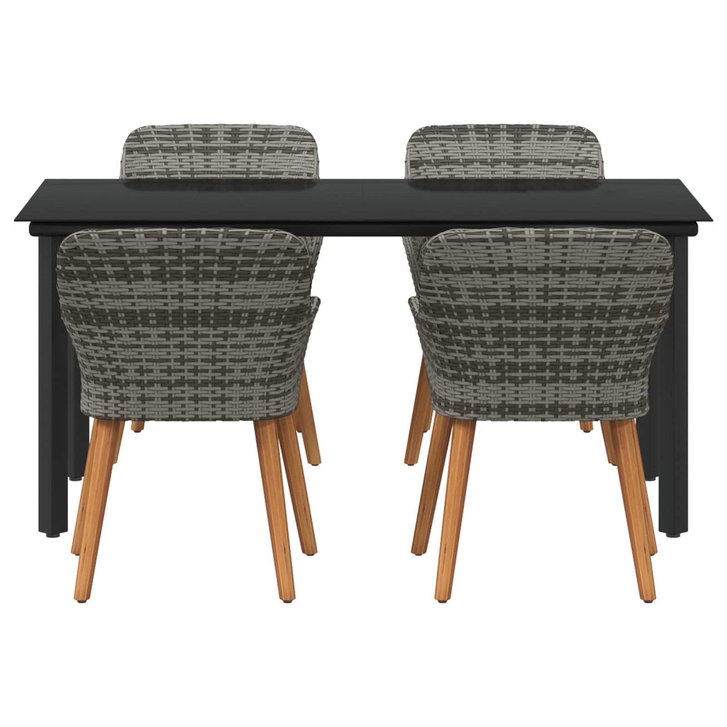 Garten Essgruppe 5 stk. Grau Poly-Rattan