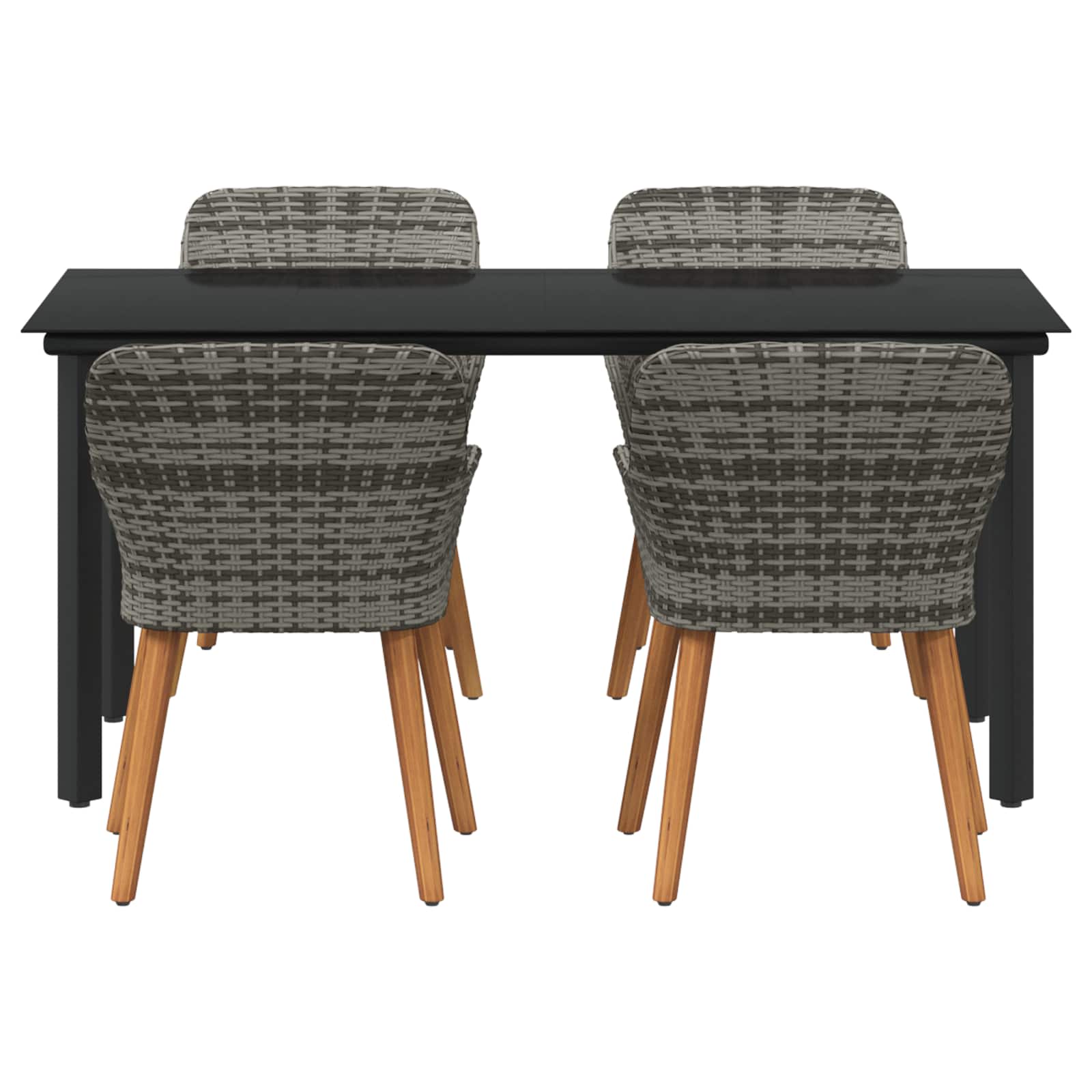 Garten Essgruppe 5 stk. Grau Poly-Rattan