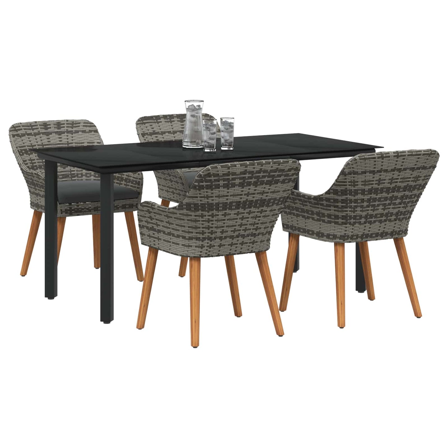 Garten Essgruppe 5 stk. Grau Poly-Rattan