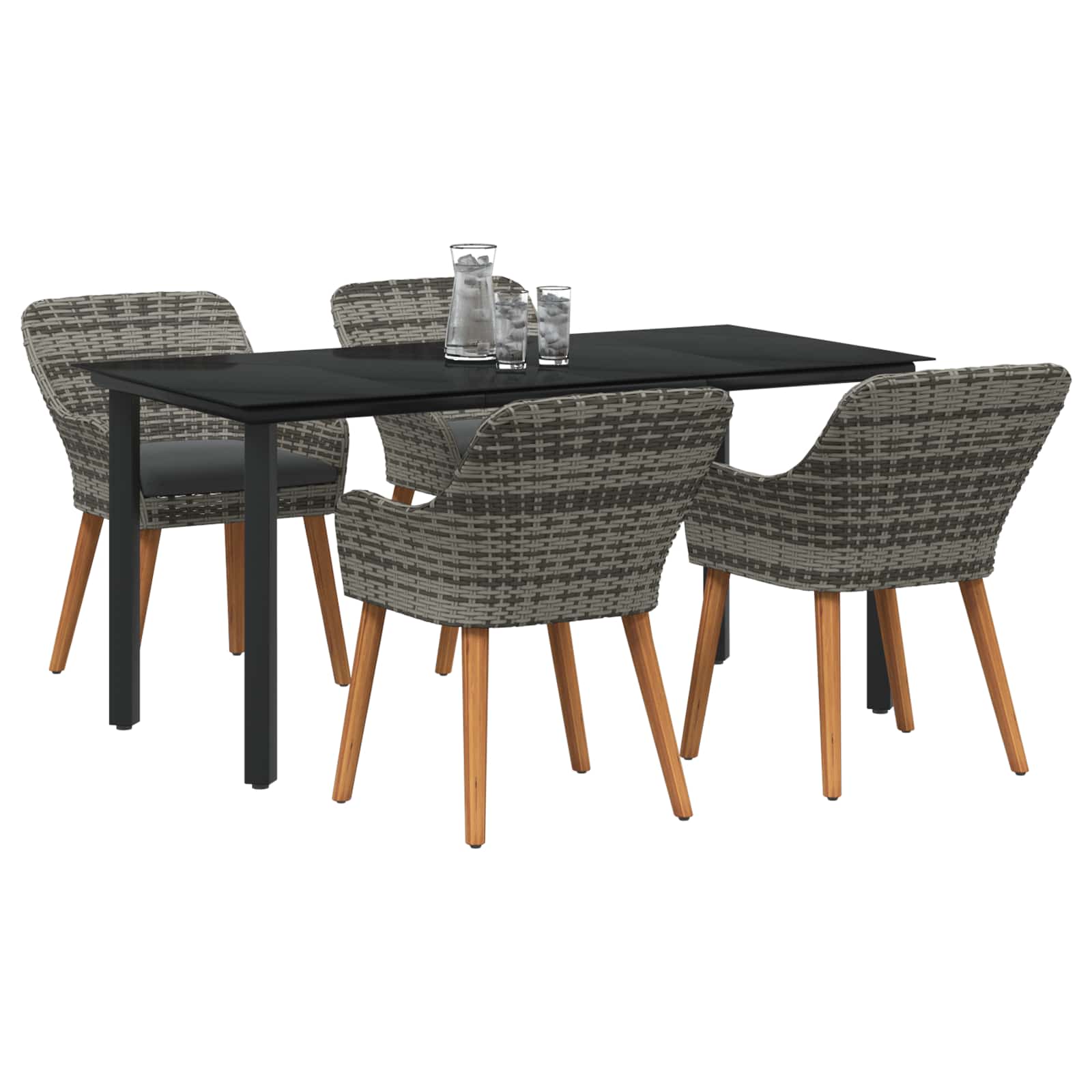 Garten Essgruppe 5 stk. Grau Poly-Rattan