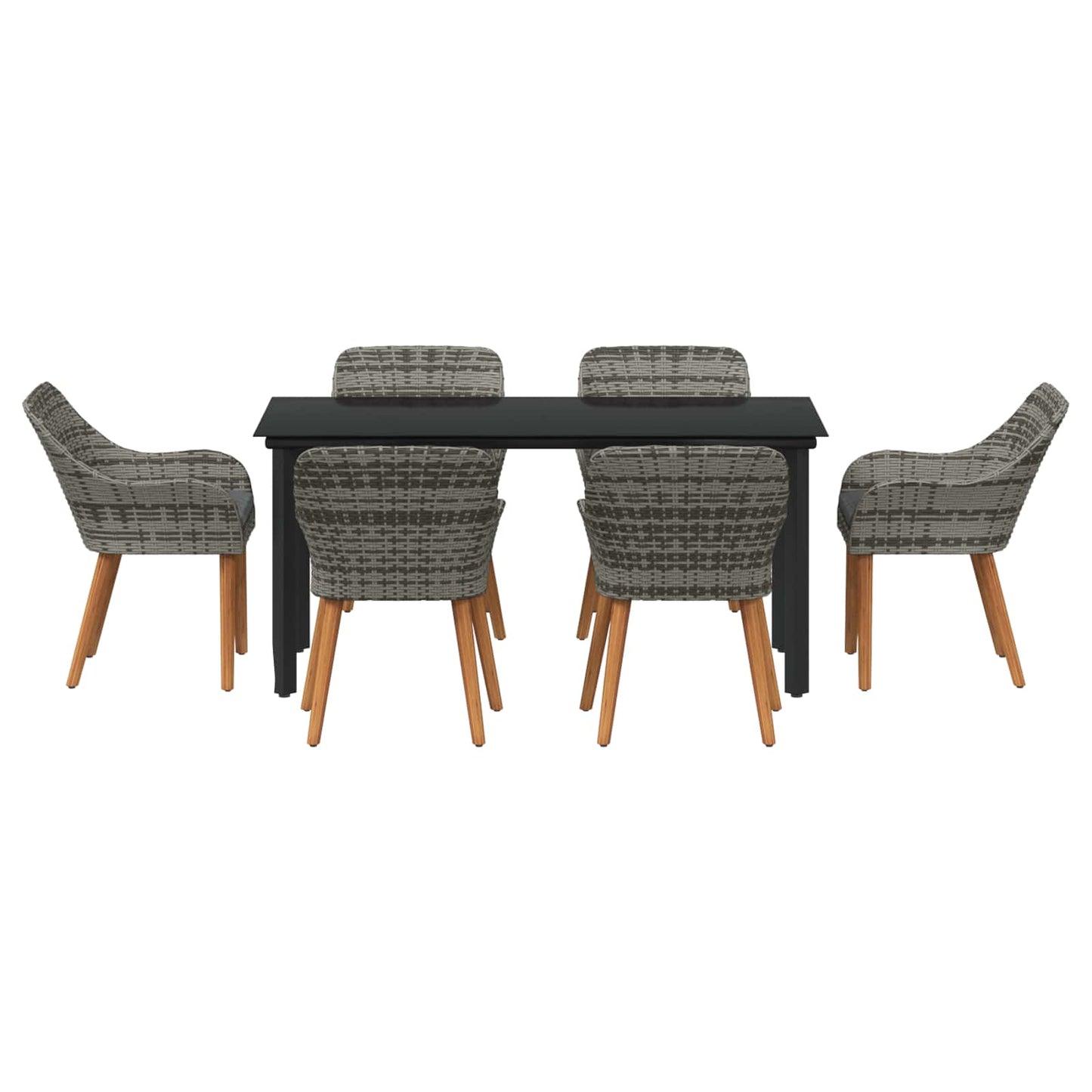 Garten Essgruppe 7 stk. Grau Poly-Rattan
