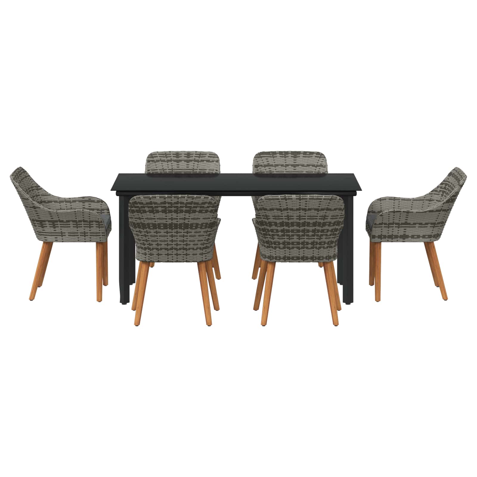 Garten Essgruppe 7 stk. Grau Poly-Rattan