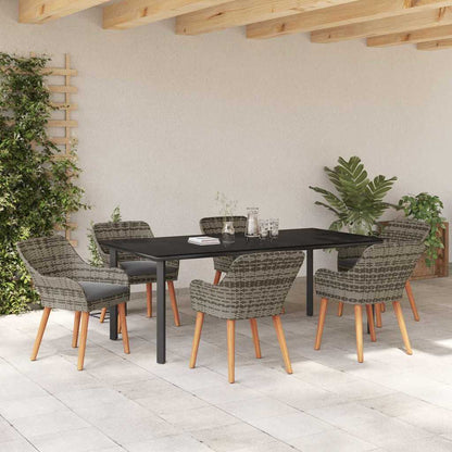 Garten Essgruppe 7 stk. Grau Poly-Rattan
