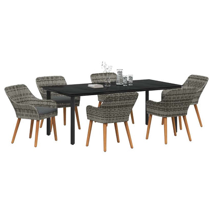 Garten Essgruppe 7 stk. Grau Poly-Rattan