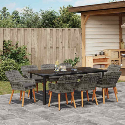 Garten Essgruppe 9 stk. Grau Poly-Rattan