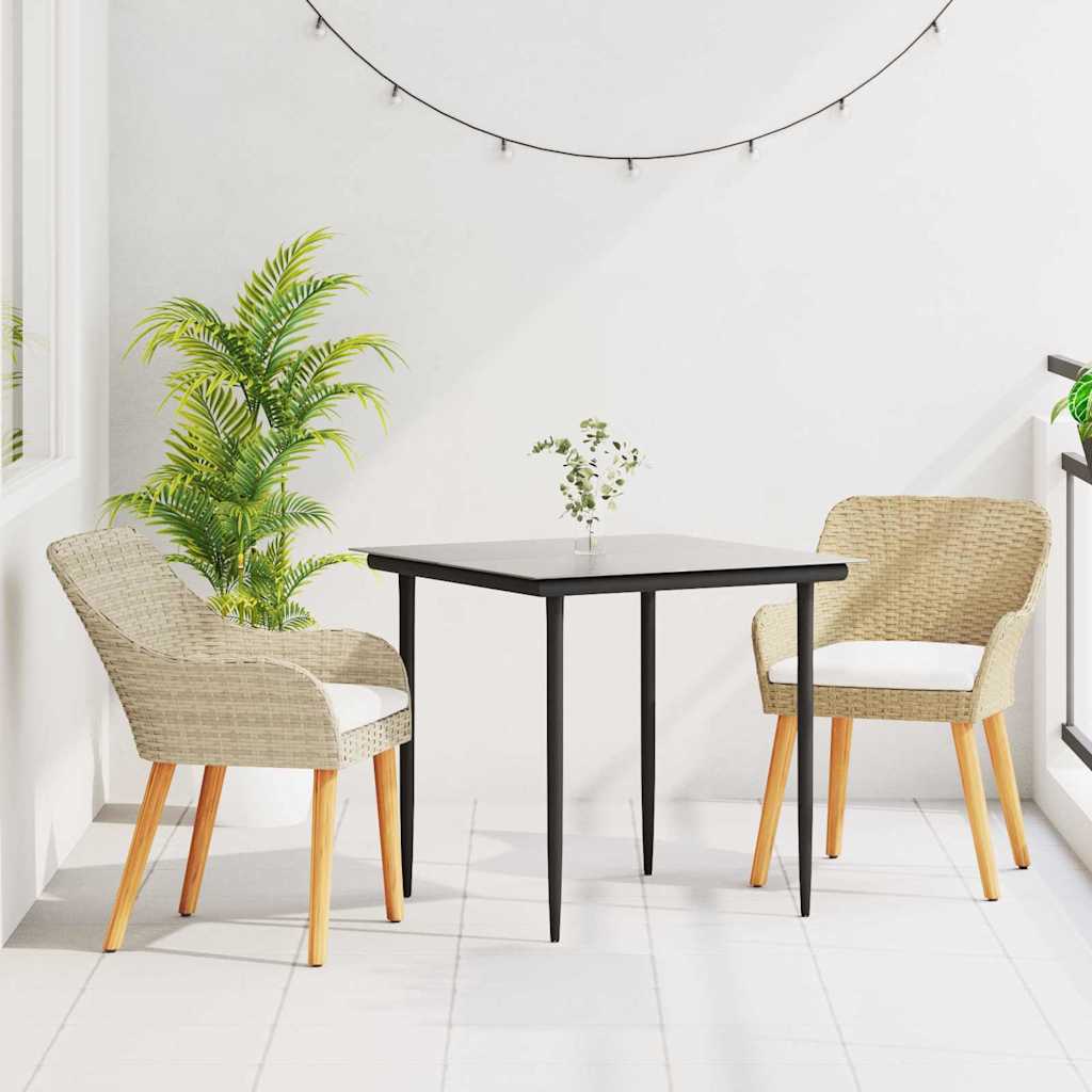 Garten Essgruppe 3 stk. Beige Poly-Rattan