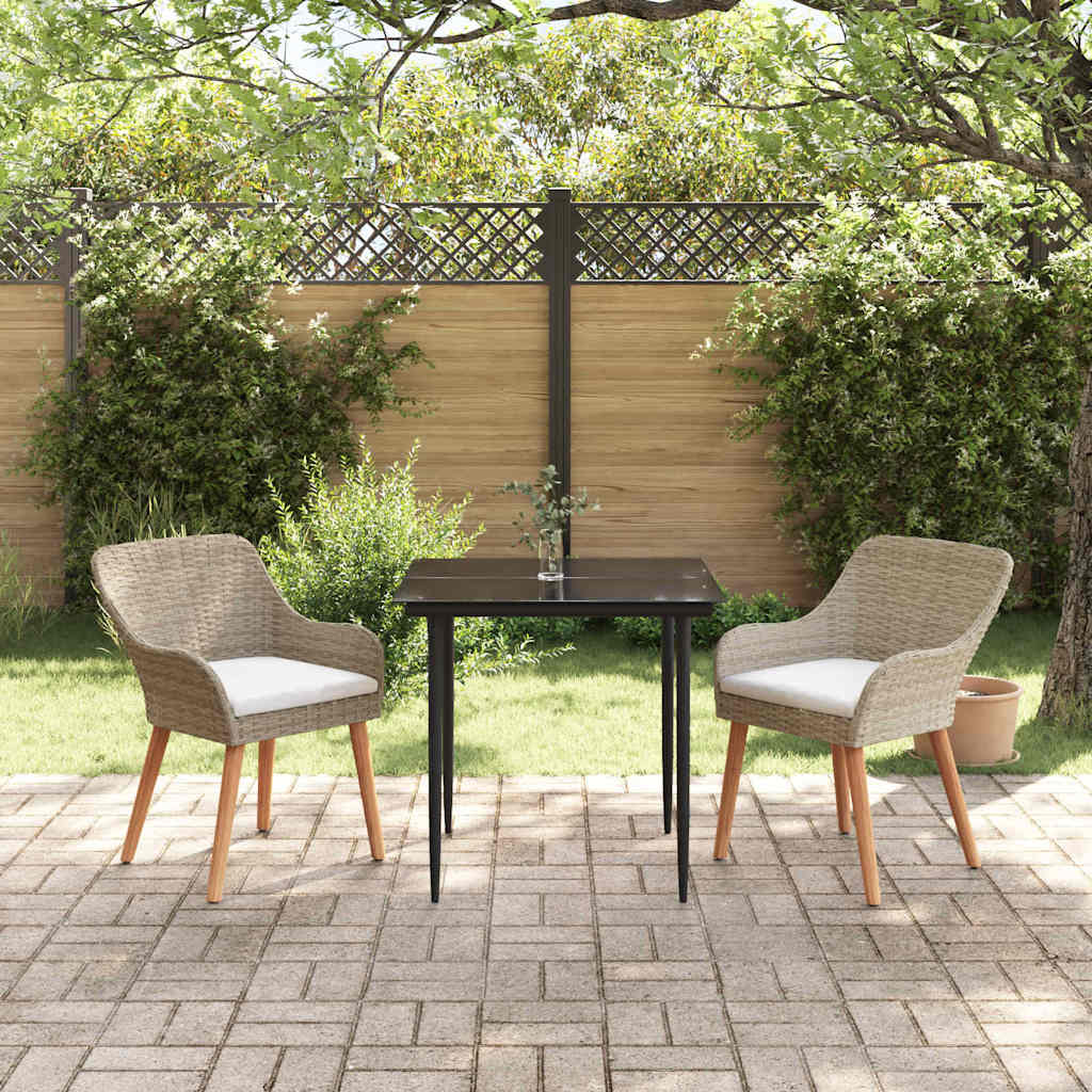 Garten Essgruppe 3 stk. Beige Poly-Rattan