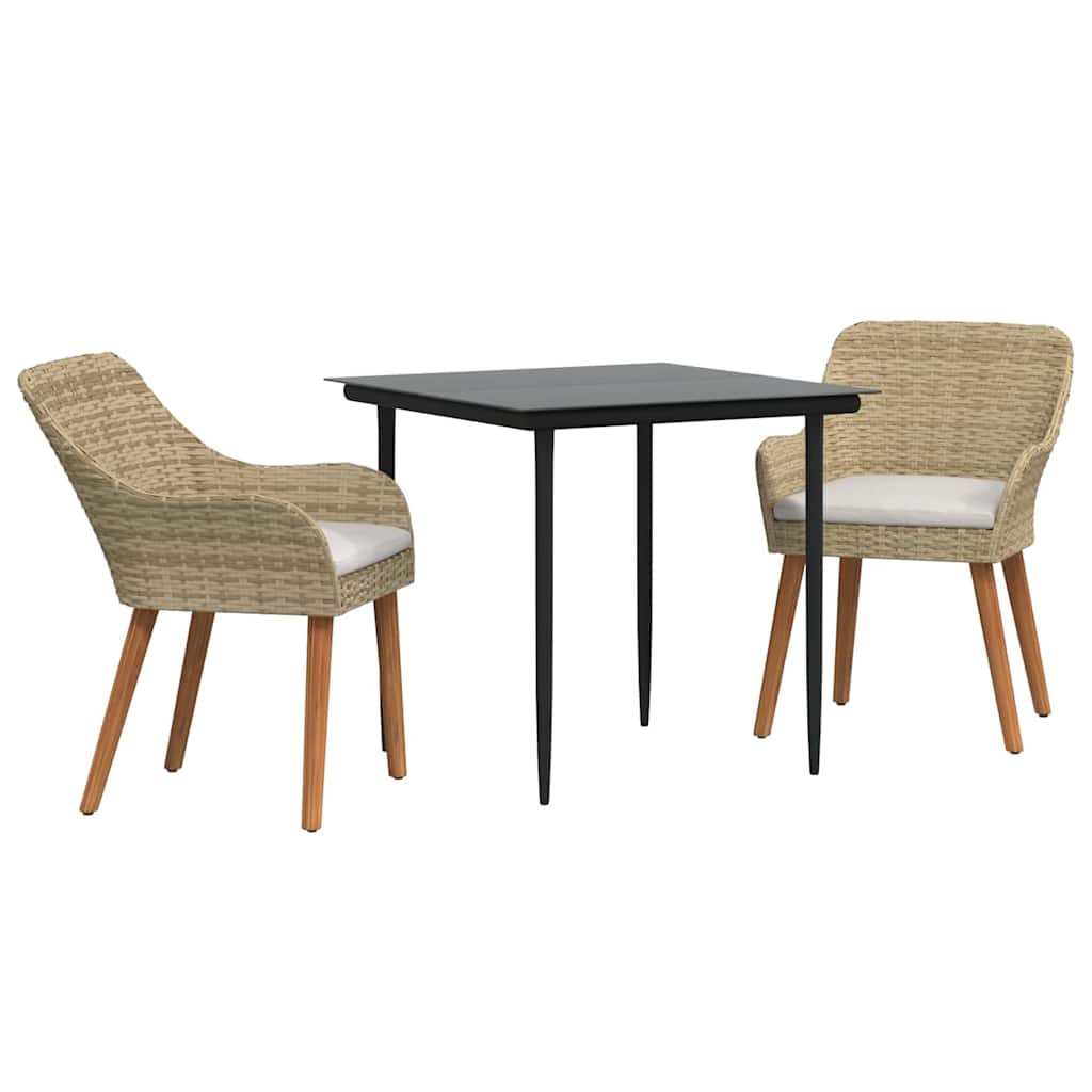 Garten Essgruppe 3 stk. Beige Poly-Rattan