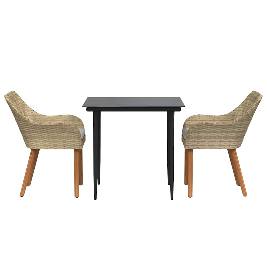 Garten Essgruppe 3 stk. Beige Poly-Rattan