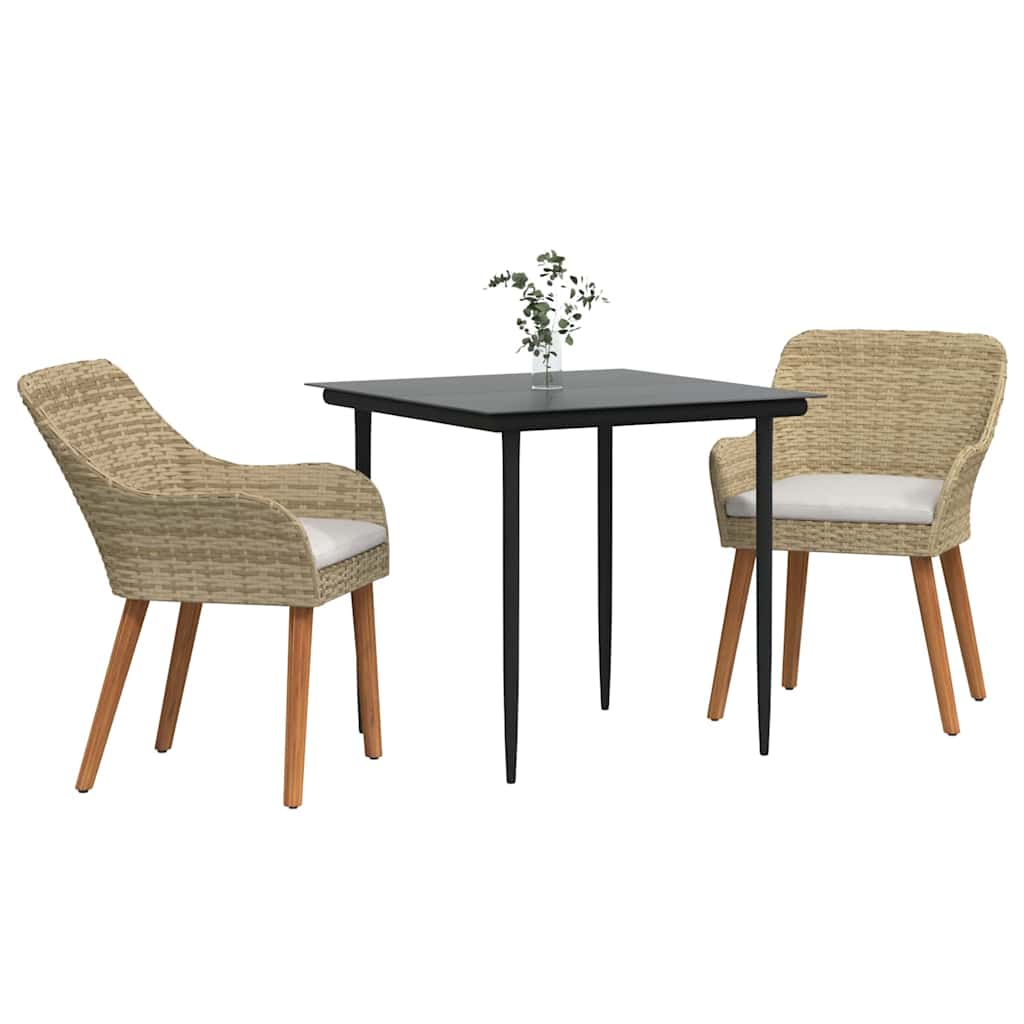 Garten Essgruppe 3 stk. Beige Poly-Rattan