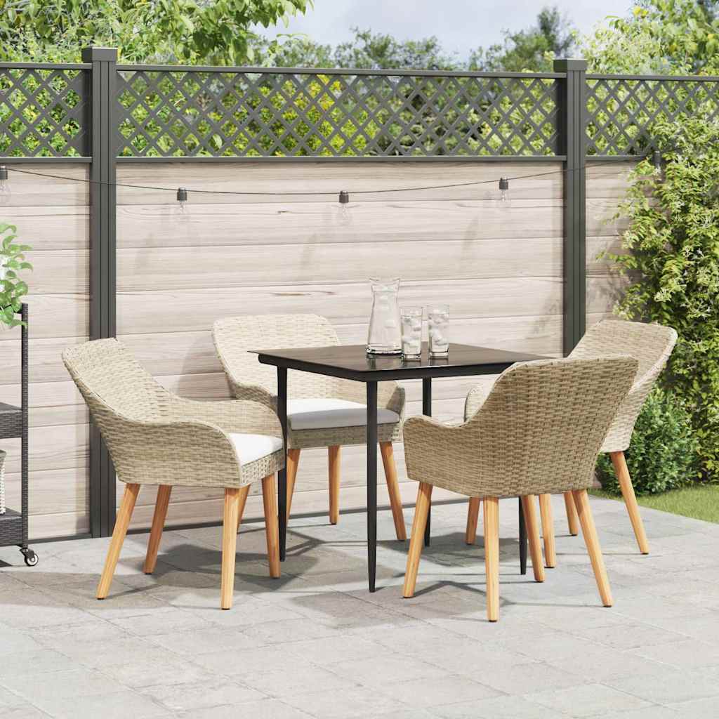 Garten Essgruppe 5 stk. Beige Poly-Rattan