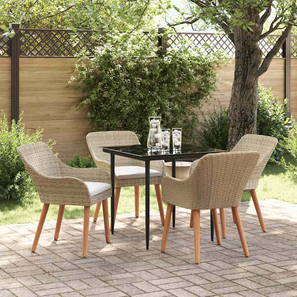 Garten Essgruppe 5 stk. Beige Poly-Rattan