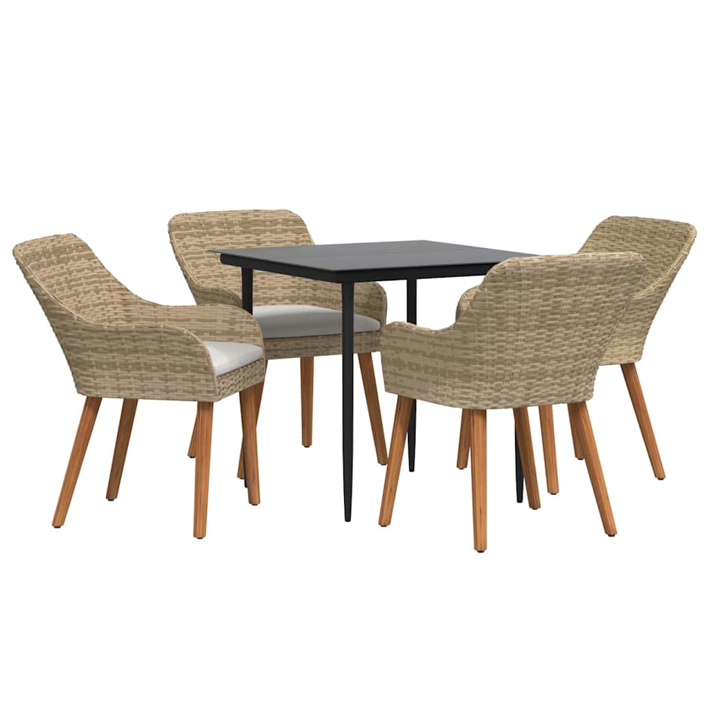 Garten Essgruppe 5 stk. Beige Poly-Rattan