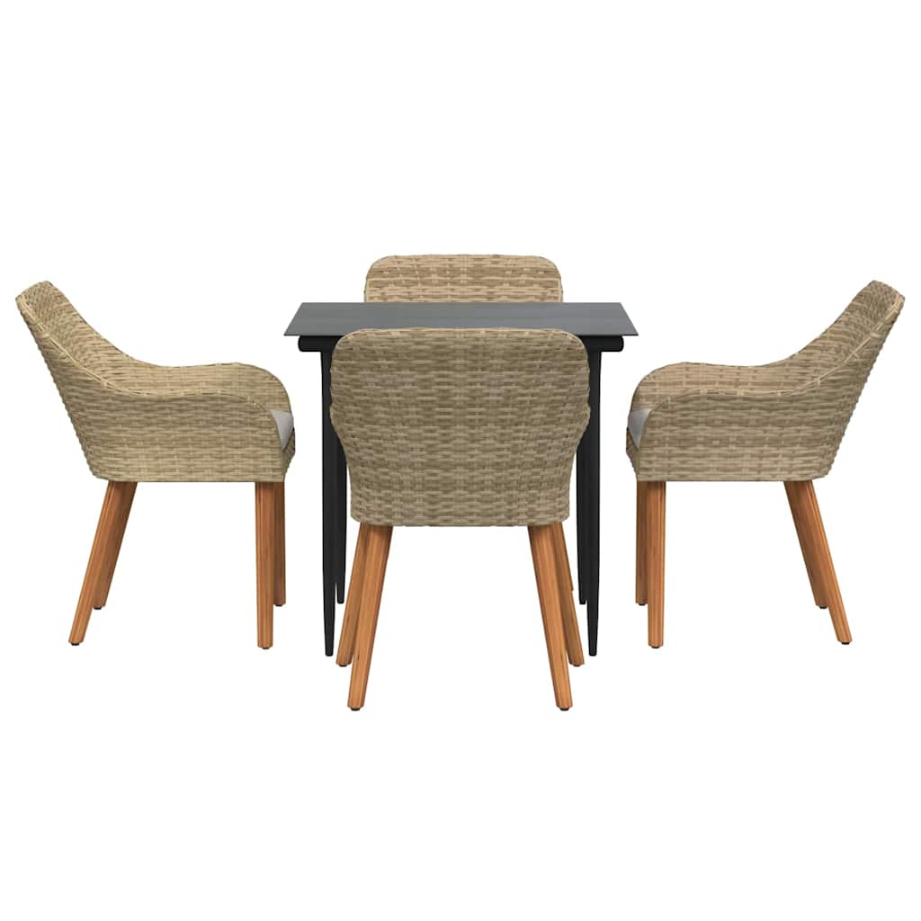 Garten Essgruppe 5 stk. Beige Poly-Rattan