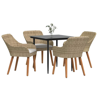 Garten Essgruppe 5 stk. Beige Poly-Rattan